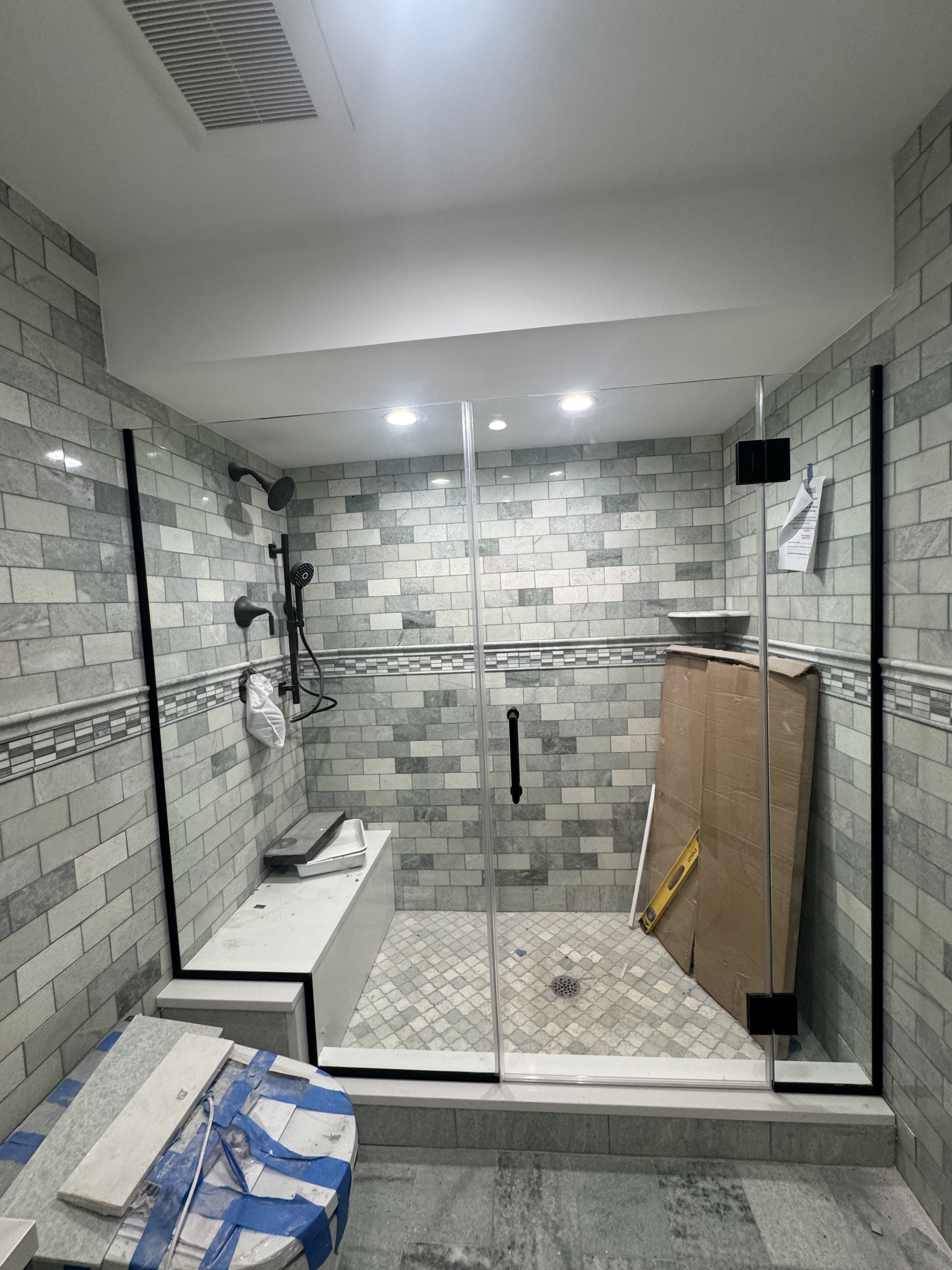 Dark glass shower door contemporary