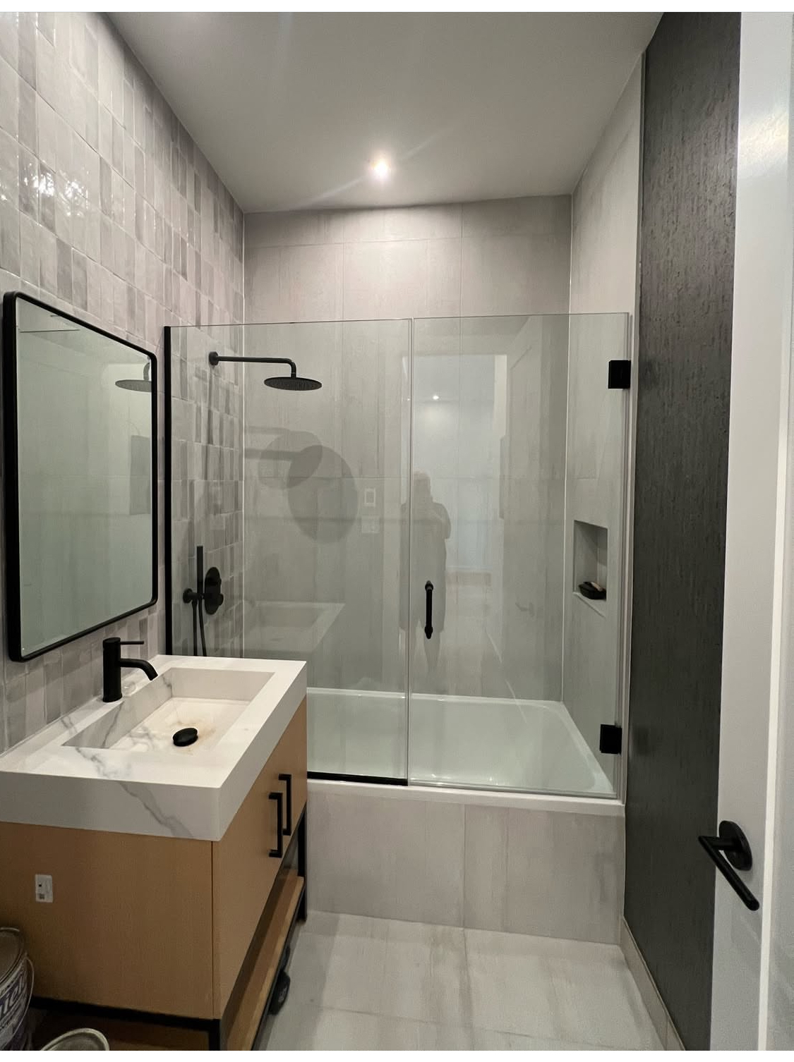Pivot shower door NYC co-op